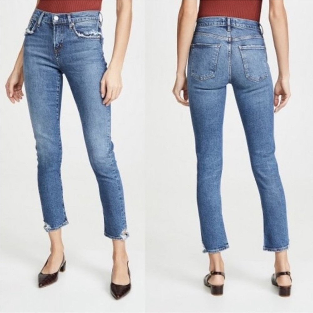 AGOLDE Denim Toni Mid Rise Straight in Stratosphere Distressed Women's